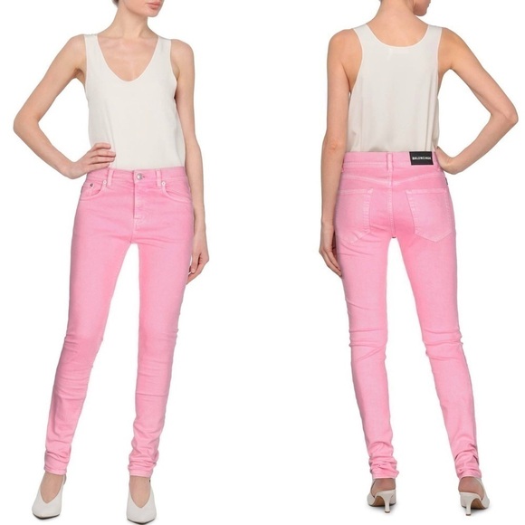 BALENCIAGA Bright Pink Barbiecore Mid Rise skinny jeans size 24 - Picture 9 of 16